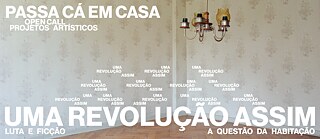 Header für die Veranstaltung "Passa cá em casa", im Hintergrund ein leeres Wohnzimmer mit Kronleuchter