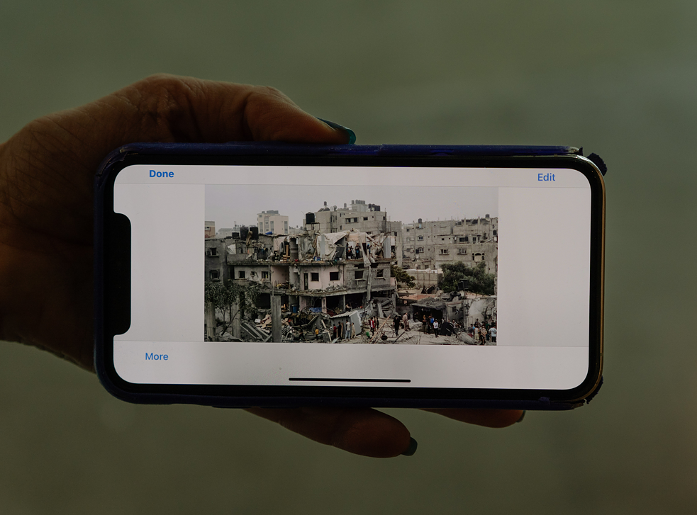 Das Foto des zerstörten Gebäudes, aus dem Al-Hawajri herausgezogen wurde.