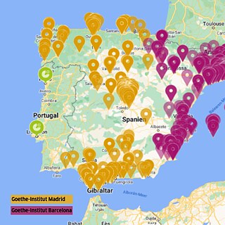 Un mapa de España muestra dónde se imparte la enseñanza del idioma alemán en colegios públicos