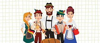 Illustration showing two adults and three teenagers.