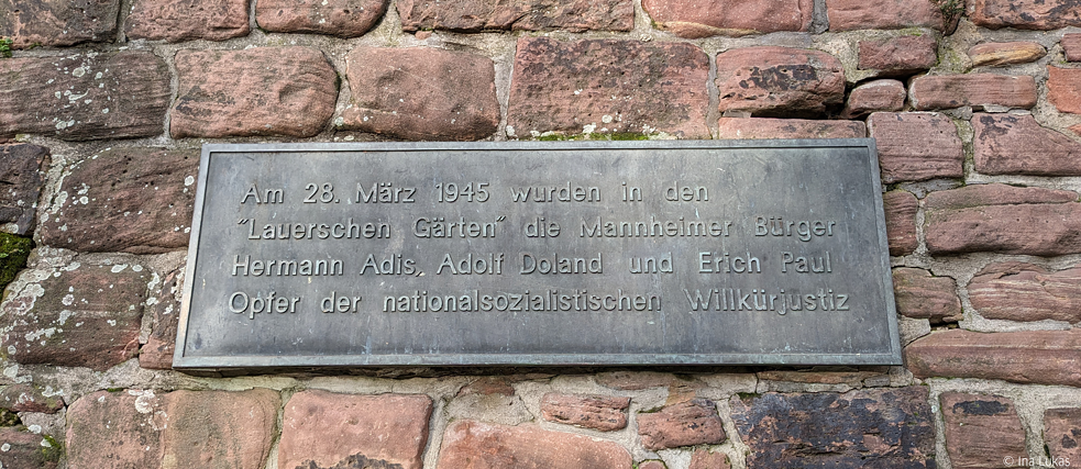 Gedenktafel für drei Opfer des Nationalsozialismus in Mannheim