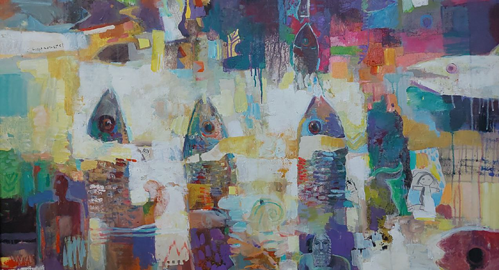 Kunstwerk mit Fischen