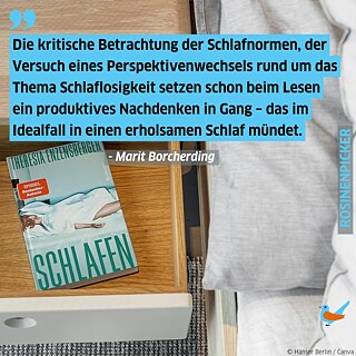 Visual für Buchbesprechung auf Rosinenpicker von Theresia Enzensbergers Buch Schlafen