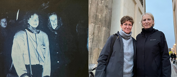 Heidi an Doris at the Brandenburg Gate 1989 und 2024