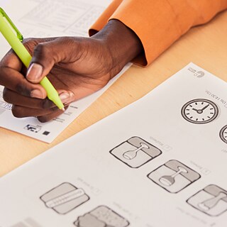 A candidate writing an exam