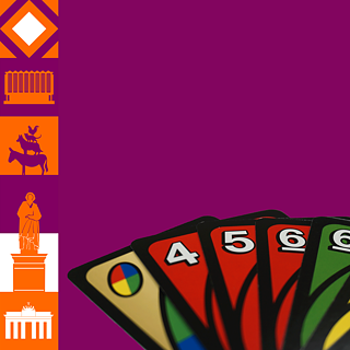  Ein Foto von sechs Uno-Spielkarten