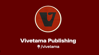 Vor einem dunkelroten Hintergrund sieht man das Logo von Vivetama Publishing, ein großes V, sowie den Namen des Unternehmens.