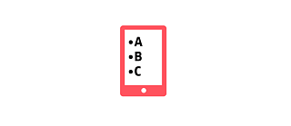 Illustration : Appareil mobile avec les lettres A, B, C