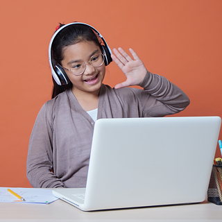 Girl in front of computer