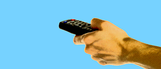 Serienfieber Illustration of a hand clicking a remote control