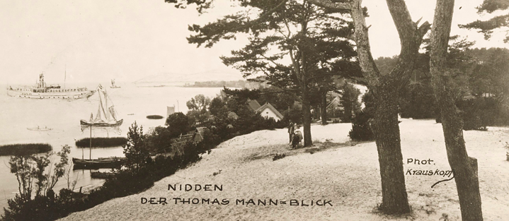 Düne, im Hintergrund das Haff. Blick von Thomas Manns Haus aus.