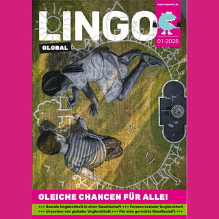 Lingo Magazin-Cover auf grünem Hintergrund