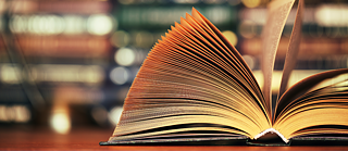 Eine Nahaufnahme von einem aufgeschlagenen Buch.