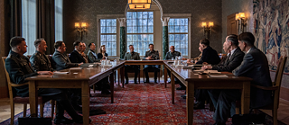 Altos representantes del régimen nazi alemán reunidos en una idílica mansión del lago Gran Wannsee