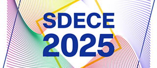A colorful abstract design featuring curved lines in purple, green, yellow, and red. The title sdece 2025 in the middle