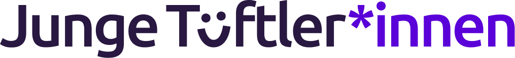 Text"Junge Tüftler*innen" in black and purple