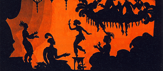 Imagen de la película de animación con siluetas Las aventuras del príncipe Achmed