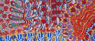 “Força da caatinga”, 2024. Tinta acrílica e marcador permanente sobre linho cru. 