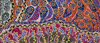 “Sangue de caatingueiro”, 2024. Tinta acrílica e marcador permanente sobre linho cru.