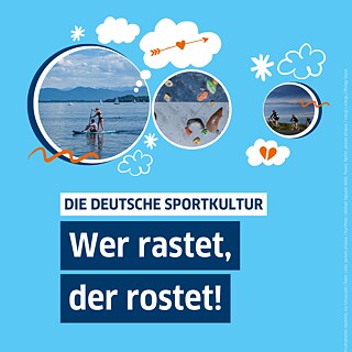 Grafikelemente, auf denen unterschiedliche Sportarten abgebildet sind.