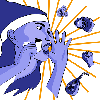 Illustration einer ausrufenden Frau