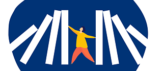 Grafik: Eine Person versucht von beiden Seiten auf sie einstürzende Wände aufzuhalten