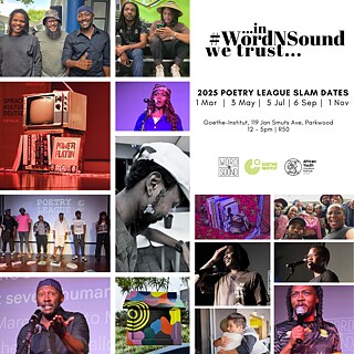 Word N Sound Poetry League Season 11 Poster / Website header presenting photos of the different Poetry League participants.