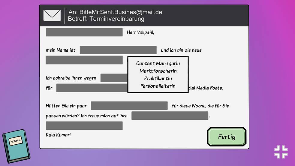 Serie "Mein erster Arbeitstag" Drop down