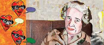 Illustration von Hannah Arendt, die auf einem Sofa sitzt.