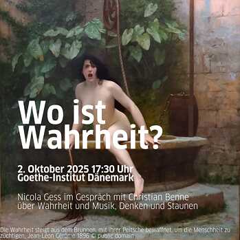 Gemälde mit nackter empörter Frau, die aus einem Brunnen steigt. 