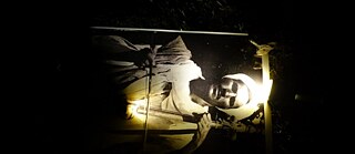 Beleuchtendes Foto eines oberägyptischen Mannes, das auf Gras liegt.