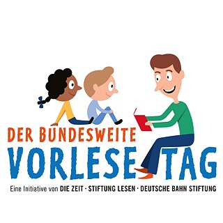 Illustration mit lesenden und zuhörenden Menschen