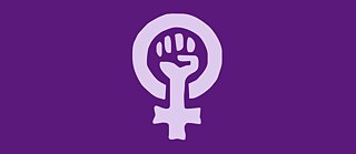 The sign for the female gender, with a fist in the middle