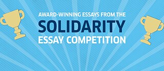 The words 'solidarity essay competition' on a light blue background