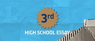 The words '3rd HIGH SCHOOL ESSAY' on a light blue background