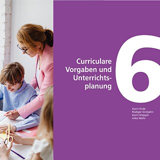 Links eine Unterrichtsszene, rechts der Umschlag des DLL 6 Lehrbuches