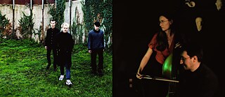 Eine Kollage: Das Vincent Meissner Trio im Grünen und das Duo Pudlax. 