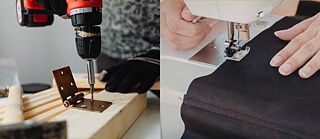 Bohrmaschine und Nähmaschine