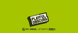 Web-Header mit dem Banner und den Partnerlogos für den offenen Aufruf von Playful Obscura Arthouse Games