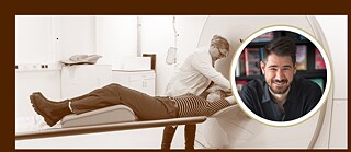 Doctor and patient preparing for a full-body CT scan