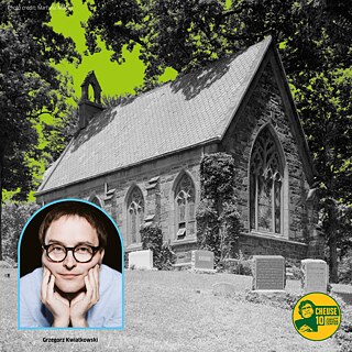 A picture of a Georgetown cemetery and a small portrait of Kwiatkowski in the bottom left corner 