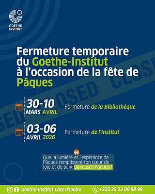 Fermeture Pâques 2026