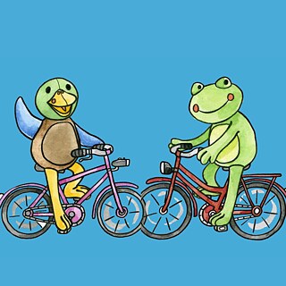 Felix und Franzi fahren Fahrrad