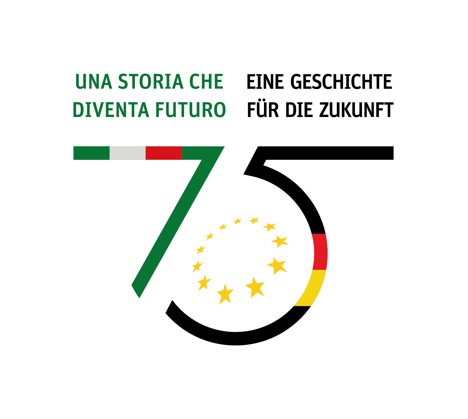 Logo 75 Jahre der Wiederaufnahme der deutsch-italienischen diplomatischen Beziehungen