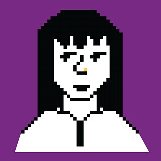 An illustration of a woman. Pixelated
