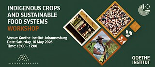 Promotional graphic for “Rooted in Tradition: Indigenous Crops and Sustainable Food Systems,” featuring earthy green and orange tones, seed and sprout icons, and the heading “Cultivating Sustainable Futures.”