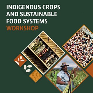 Promotional graphic for “Rooted in Tradition: Indigenous Crops and Sustainable Food Systems,” featuring earthy green and orange tones, seed and sprout icons, and the heading “Cultivating Sustainable Futures.”