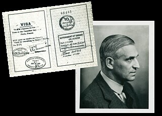 Canadian visa and passport photograph of Gottfried Fuchs, 1940.