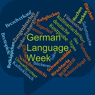 Aktivitäten zur German Language Week in einer Wordcloud angeordnet.