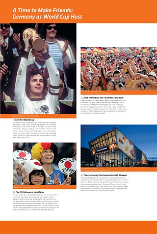 Germany as a host of international tournaments – from the 2006 World Cup to its role as a globally-minded soccer nation.